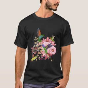 Blume Hummingbird Floral Bird Animal Hummingbird T-Shirt