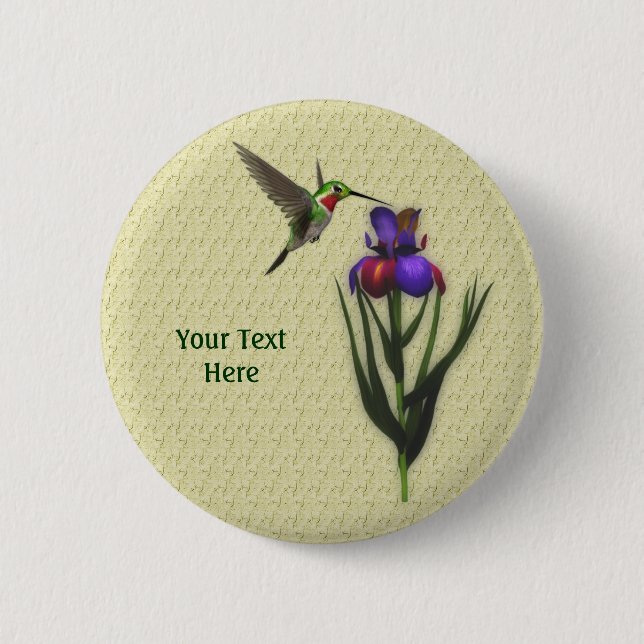 Blume Hummingbird Iris Button (Vorderseite)