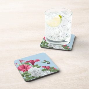 Blume Hummingbird und Petunia Untersetzer