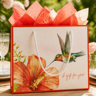 Blume Hummingvogel und Hibiskus Große Geschenktüte