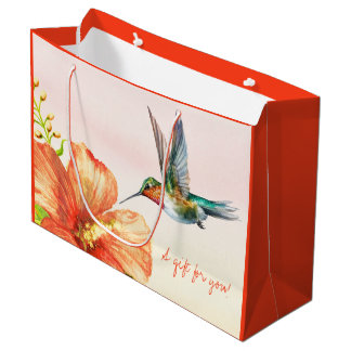 Blume Hummingvogel und Hibiskus Große Geschenktüte