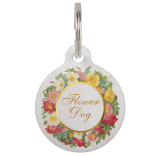 Blume Hund Rose Schreib-Script-Imitats GoldWedding Haustiermarke