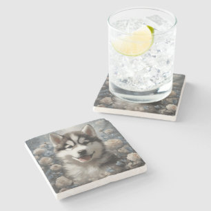 Blume Hunde Zuchtportraits 7 Steinuntersetzer