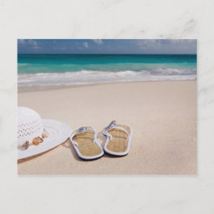 Blume-Hut und Slipper-Postkarte Postkarte