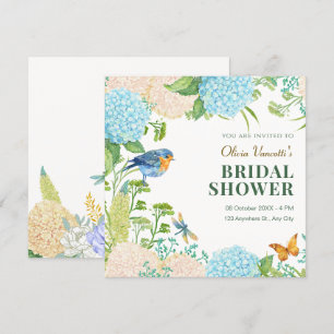 Blume Hydrangea Bird Butterfly Brautparty Einladung