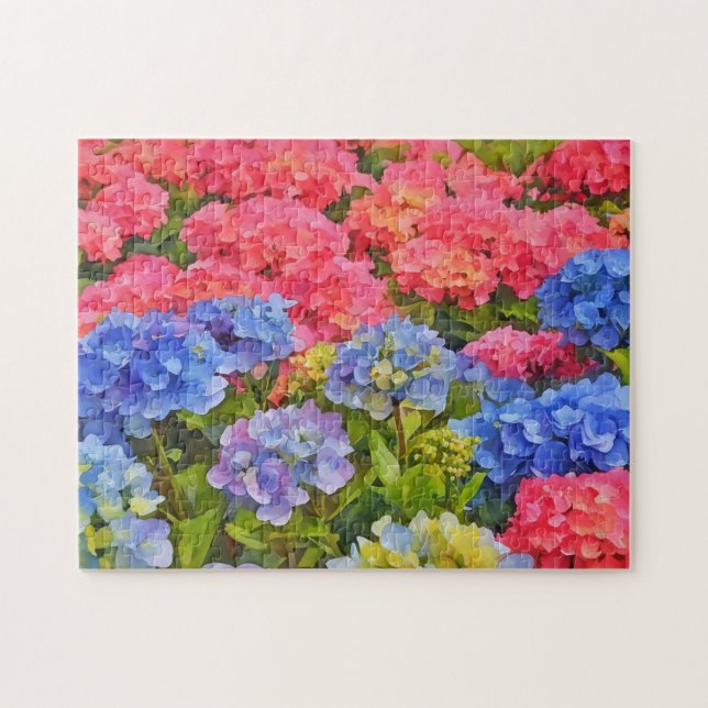 Blume Hydrangea Wasserfarben Art (Horizontal)