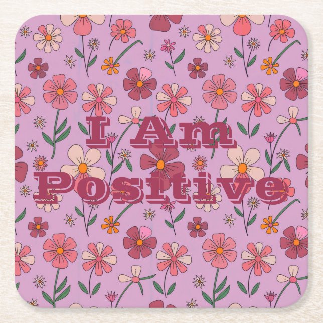 Blume Ich bin positiv Untersetzer Set (Vorderseite)