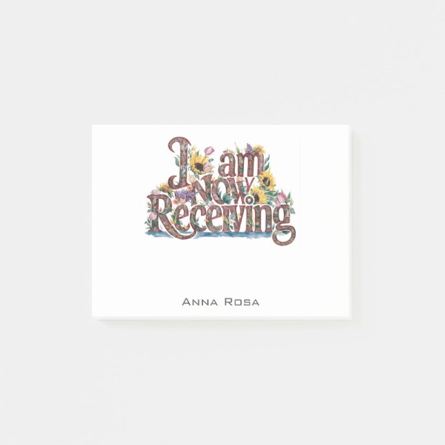 *~* Blume ICH ERHALTE JETZT 8 AP85 Manifesting Post-it Klebezettel (Vorderseite)