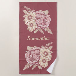 Blume Illustration individuelle Name Strandtuch