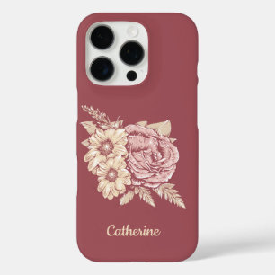 Blume Illustration individuelle Name Telefonfälle iPhone 16 Pro Hülle