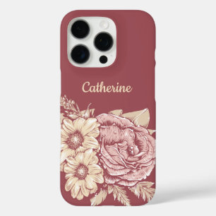 Blume Illustration individuelle Name Telefonfälle iPhone 16 Pro Hülle