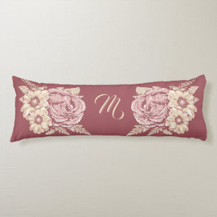 Blume Illustration, kundenspezifisches Monogramm K Seitenschläferkissen