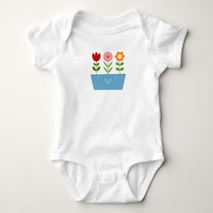 Blume-Illustrationen in einer Leinwand für das bla Baby Strampler