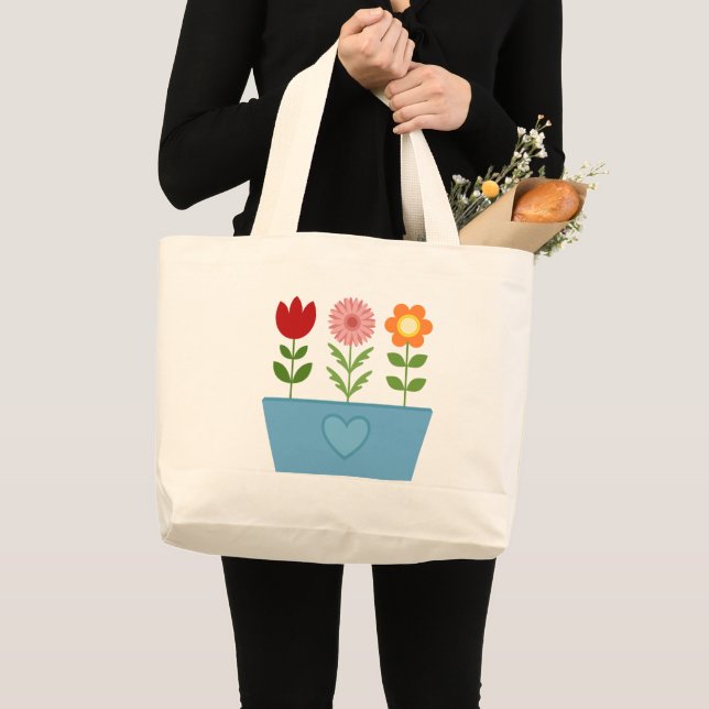 Blume-Illustrationen in einer Leinwand für das bla Jumbo Stoffbeutel (Vorderseite (Produkt))