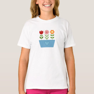 Blume-Illustrationen in einer Leinwand für das bla T-Shirt