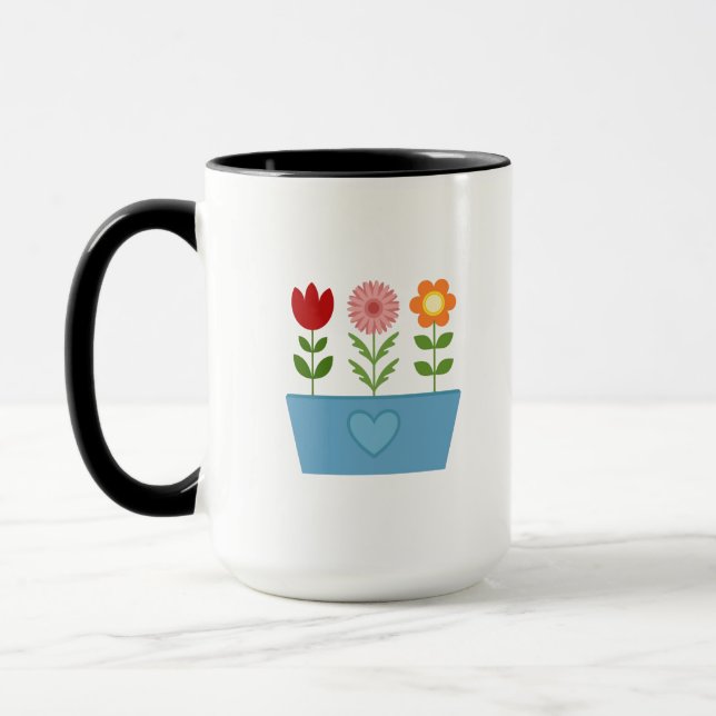 Blume-Illustrationen in einer Leinwand für das bla Tasse (Links)