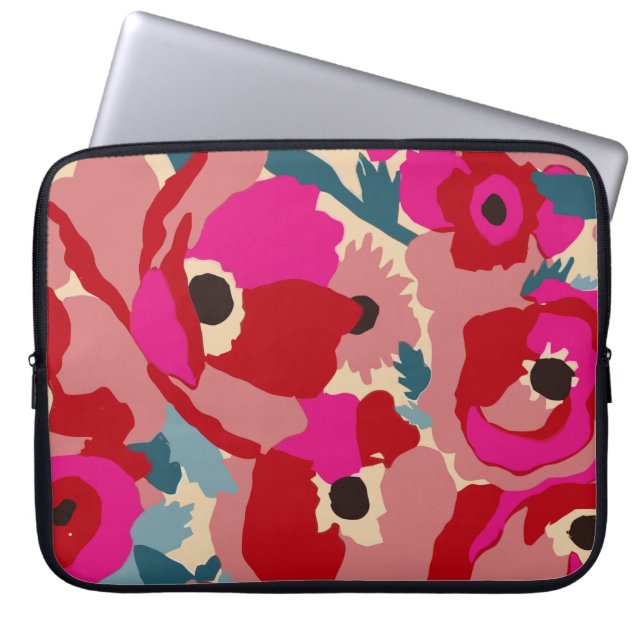 Blume Illustrationsmuster. Botanischer Blumenmoti Laptopschutzhülle (Vorderseite)