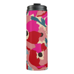 Blume Illustrationsmuster. Botanischer Blumenmoti Thermosbecher