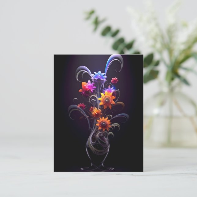 Blume Illustrator Abstrakte Malerei farbig Postkarte (Stehend Vorderseite)
