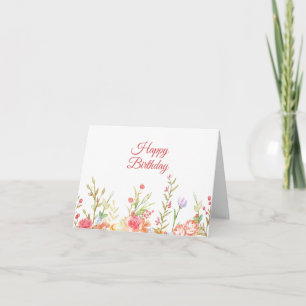 Blume im Aquarellgarten Border Birthday Card Karte