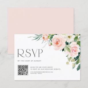 Blume im Aquarellgarten mit QR-Code RSVP Karte