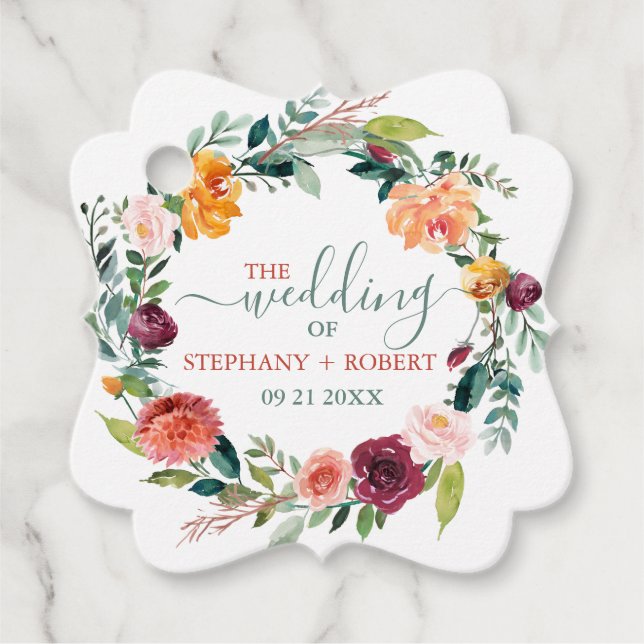 Blume im Englischen Garten - Gewohnter Hochzeitste Geschenkanhänger (Vorderseite)