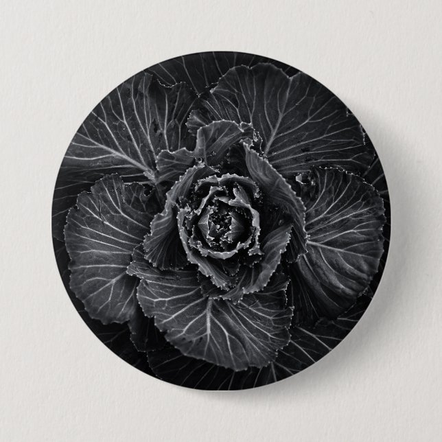 Blume im Garten in Schwarz und Weiß Nr. 108 Button (Vorderseite)