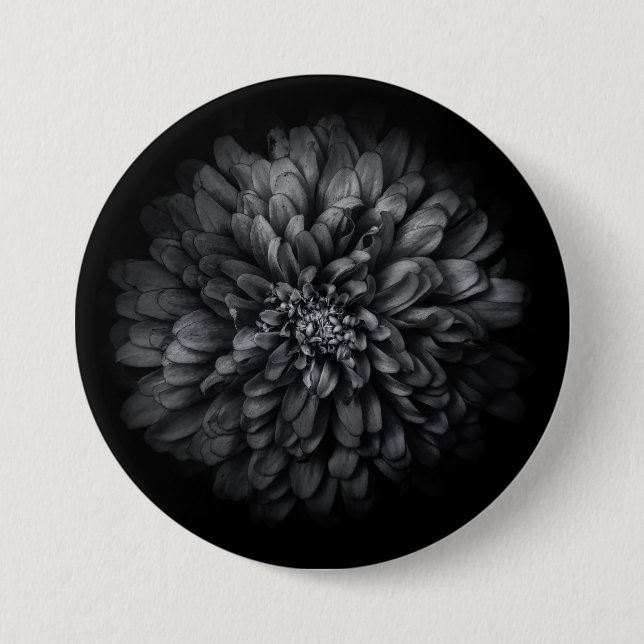 Blume im Garten in Schwarz und Weiß Nr. 68 Button (Vorderseite)