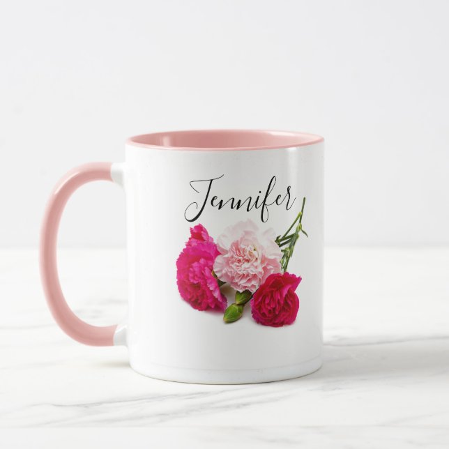 Blume im Geburtsmonat - Januar personalisiert Tasse (Links)