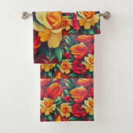 Blume im Herbst Badhandtuch Set