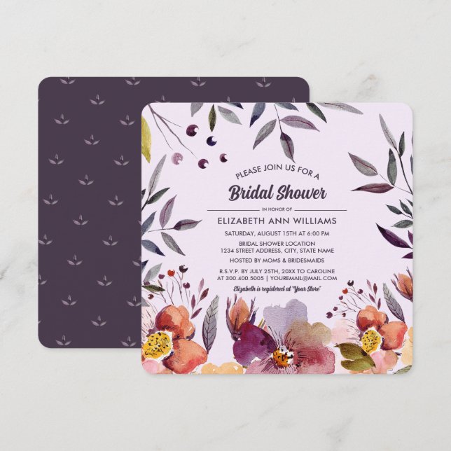 Blume im Herbst Brautparty Einladung (Vorne/Hinten)