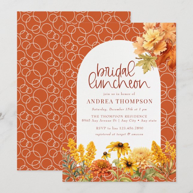 Blume im Herbst | Bridal Luncheon Einladung (Vorne/Hinten)