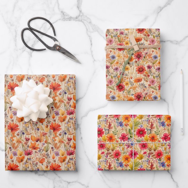Blume im Herbst Geschenkpapier Set (Vorderseite)