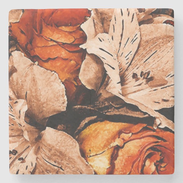 Blume im Herbst Steinuntersetzer (Vorderseite)