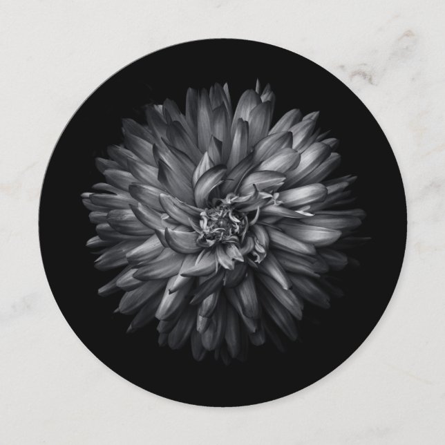 Blume im Hintergrund in Schwarz und Weiß 20 Menükarte (Vorderseite)