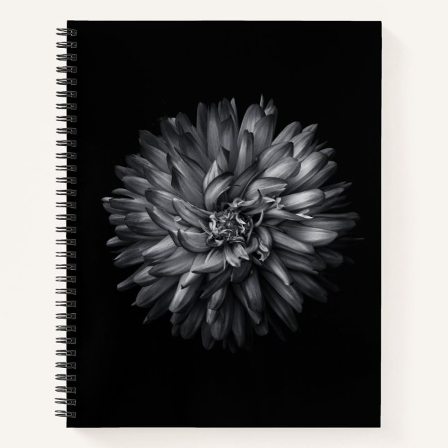 Blume im Hintergrund in Schwarz und Weiß 20 Notizbuch (Vorderseite)