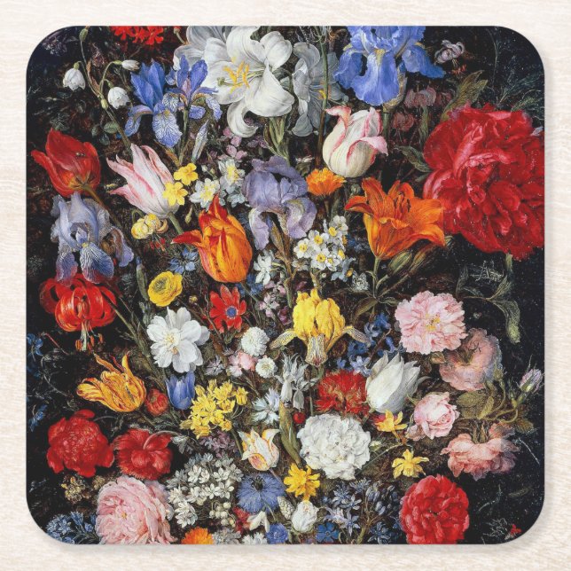 Blume im Holzschiff, Jan Brueghel der Ältere Rechteckiger Pappuntersetzer (Vorderseite)