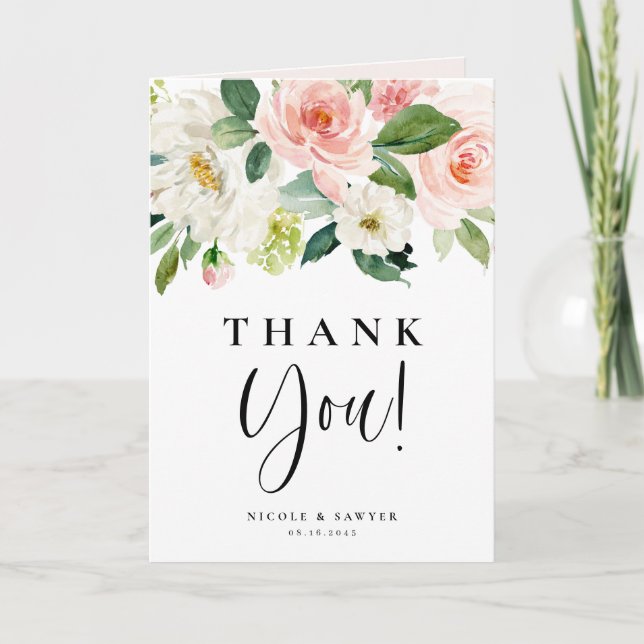 Blume im Hübschen Garten Hochzeit Dankeskarte (Vorderseite)