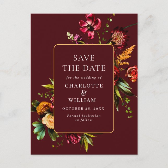 Blume im Jugendstil, die den QR-Code speichern Postkarte (Vorderseite)