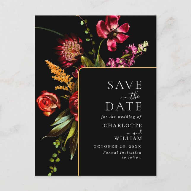 Blume im Jugendstil, die den QR-Code speichern Postkarte (Vorderseite)