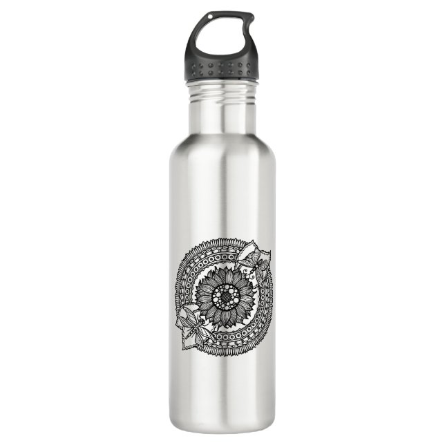 Blume im Mandala Trinkflasche (Vorderseite)