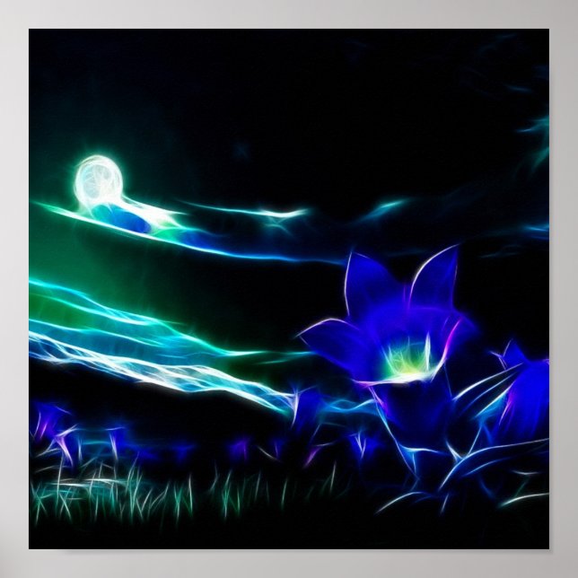 Blume im Mondschein Poster (Vorne)