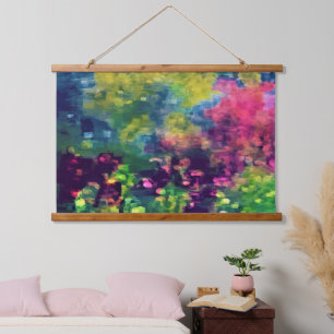 Blume im psychedelischen Bereich Wandteppich Mit Holzrahmen