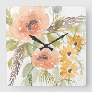 Blume im Spätsommer I Quadratische Wanduhr