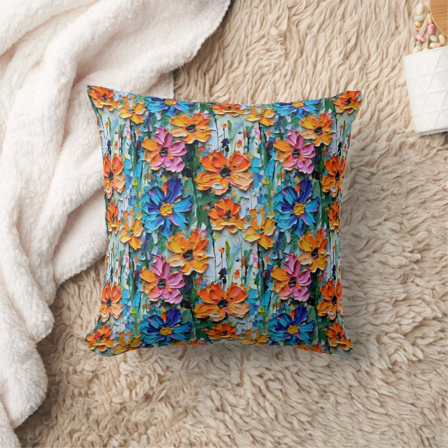 Blume im Stildach von Impasto Kissen (Decke)