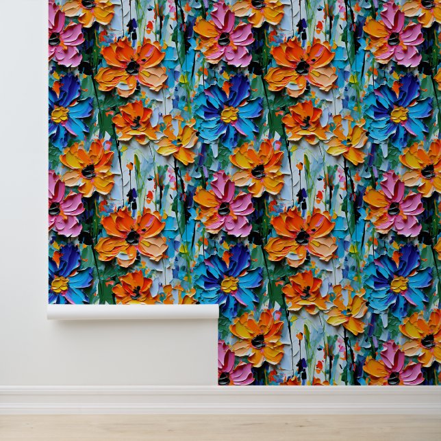 Blume im Stildach von Impasto Tapete (Anwendung)