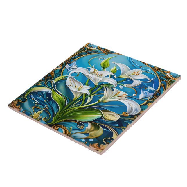 Blume im Verzierten Blumendesign Fliese (Seite)