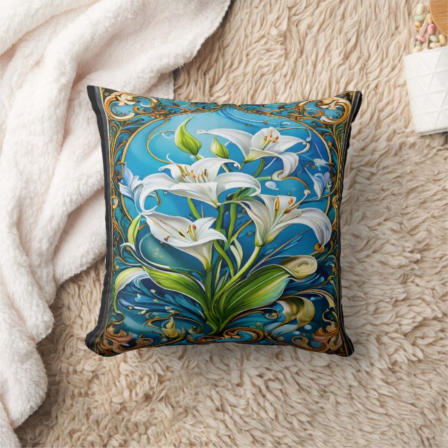 Blume im Verzierten Blumendesign Kissen (Decke)
