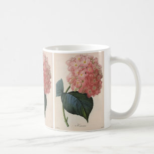 Blume im Vintagen Garten, Pink Hydrangea Hortensia Kaffeetasse