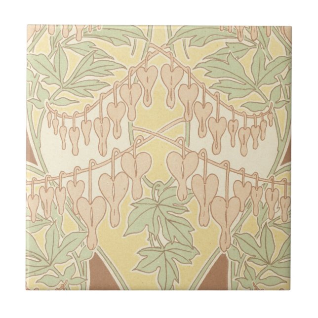 Blume im Vintagen Jugendstil Fliese (Vorderseite)